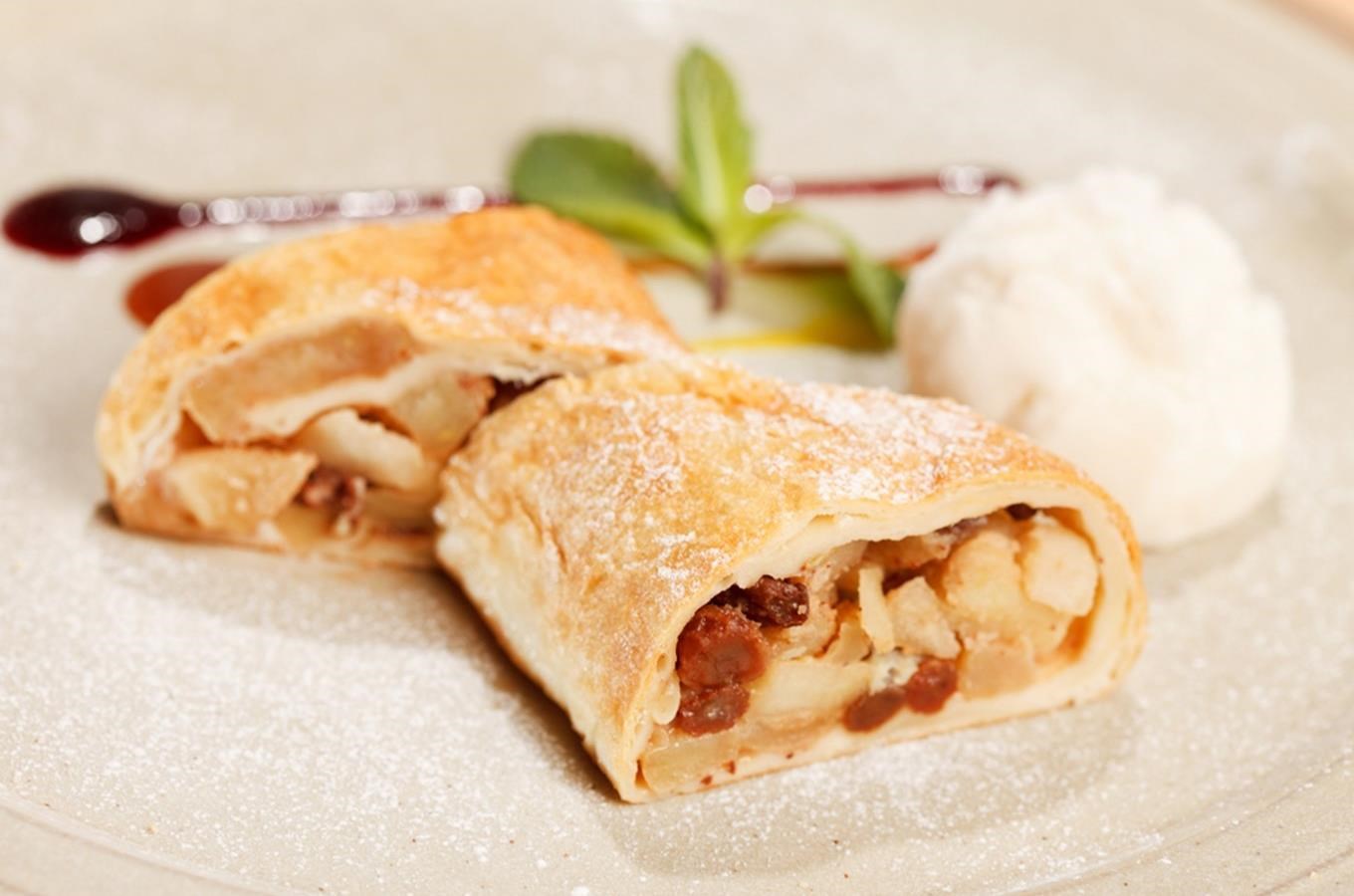 Apple Strudel with Vanilla Ice Cream